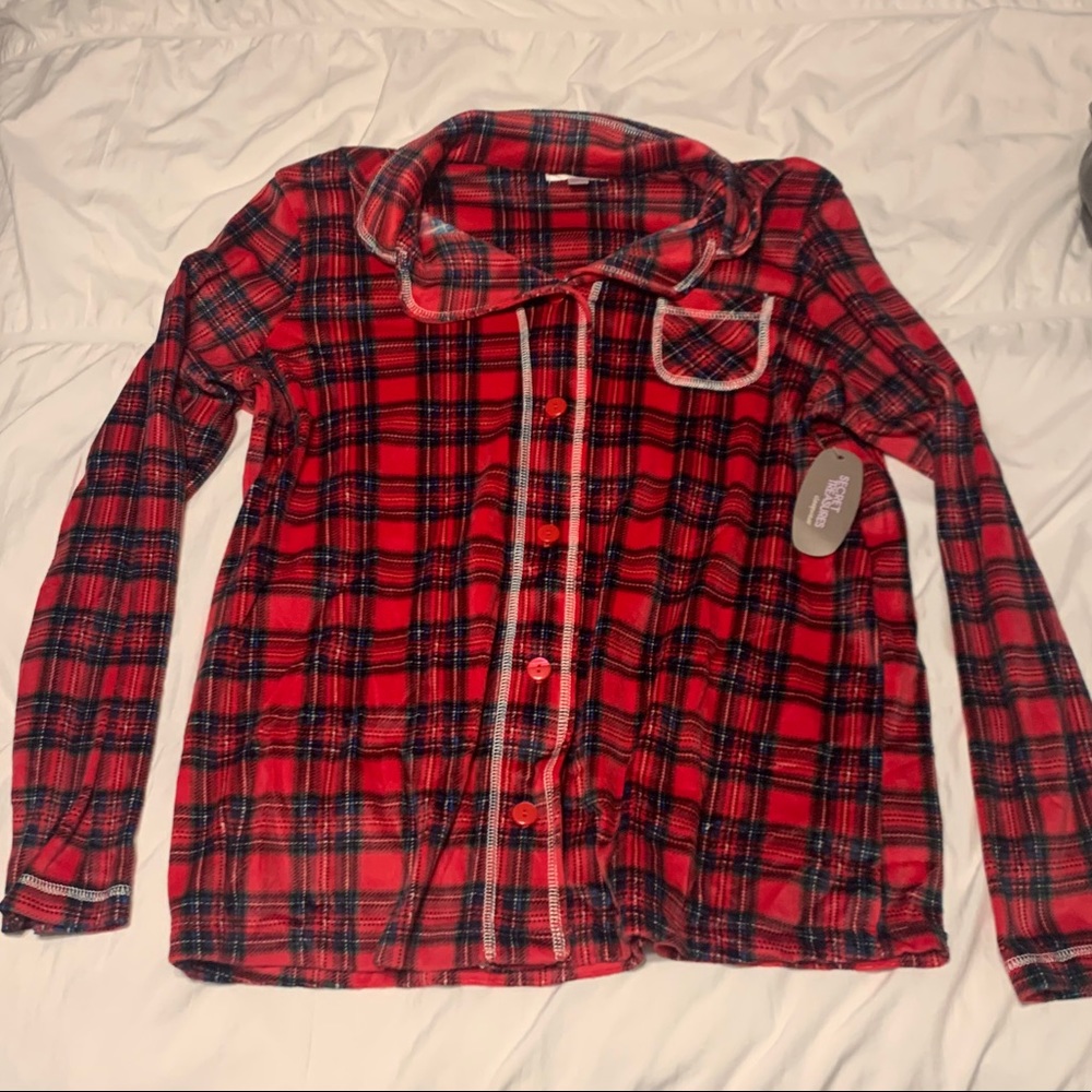 Plaid Button down Pj set